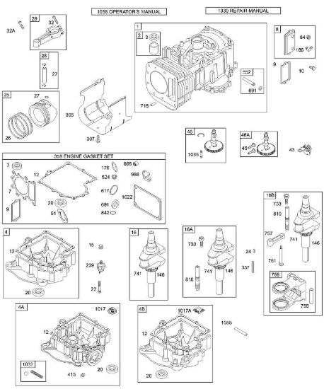 F - Coppa/coperchio carter motore, albero motore, cilindro, pistone/anelli, biella B&S - 28 €¦ 28N707-1139-E1 brand Stihl